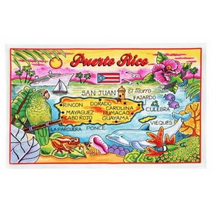 Puerto Rico Map Cotton Tea Kitchen Towel 19&quot; X 30