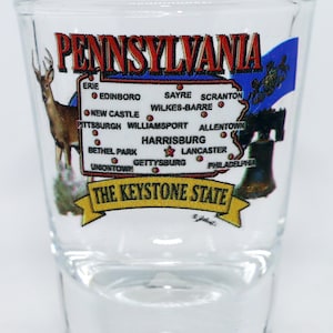 Shotglas met kaart van Pennsylvania State Elements