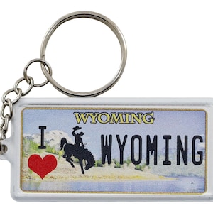 Wyoming License Plate Aluminum Ultra-Slim Rectangular Souvenir Keychain 2.5&quot; X 1.25&quot;x 0.06&quot;