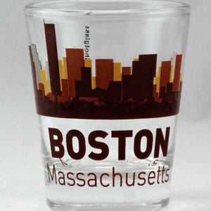 Boston Massachusetts Sunset Skyline Shot Glass