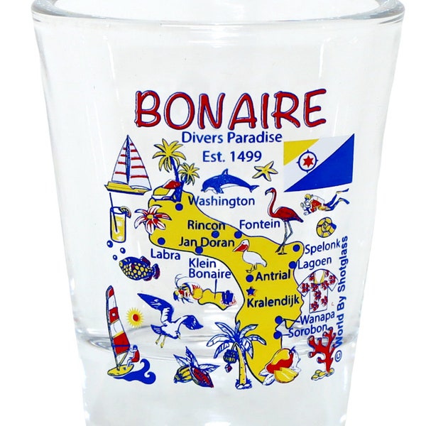 Bonaire Landmarks And Icons Collage Shot Glass NewEdition