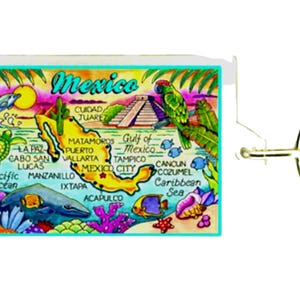 Llavero de recuerdo rectangular de acrílico con el mapa de México (6,35 x 3,81 cm)