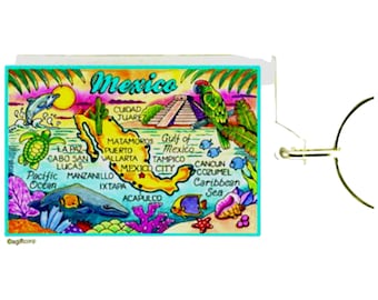 Mexiko Map Acryl Rechteck Souvenir Schlüsselanhänger 2,5 Zoll X 1,5 Zoll