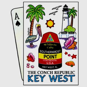 Cartes à jouer souvenir à collectionner Key West, Floride, Conch Republic