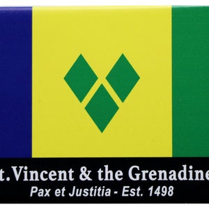 Magnete souvenir da collezione con bandiera dei Caraibi, bandiera di St. Vincent e Grenadine, 6,3 x 8,9 cm