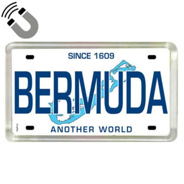 Bermuda Caribbean License Plate Acrylic Small Fridge Collector's Souvenir Magnet 2 Inches X 1.25 Inches