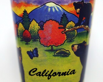 California Bear In  and  Out Collectible Shot Glass