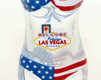 Las Vegas Nevada USA Flag Full Body Bikini 3D Shot Glass