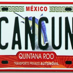Imán de recuerdo para nevera con matrícula de Cancún, México, de 2,5&quot; x 3,5&quot;