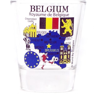 Belgium EU Series Landmarks and Icons Collage Shot Glass