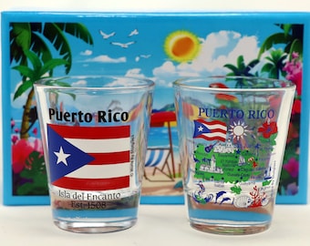 Puerto Rico Caribbean Boxed Shot Glass Set (Set of 2)