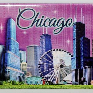 Magnete collage rosa cartolina Chicago Illinois 2,5" X 3,5