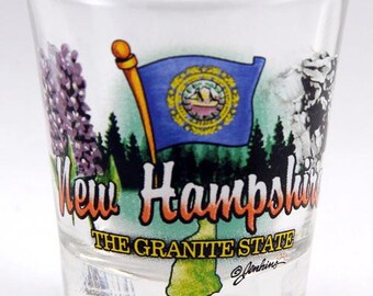 Vaso Chupito New Hampshire Granite State - Souvenir Coleccionable, 5x6 Cm, Diseño Especial
