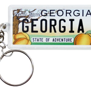 Georgia License Plate Aluminum Ultra-Slim Rectangular Souvenir Keychain 2.5&quot; X 1.25&quot;x 0.06&quot;