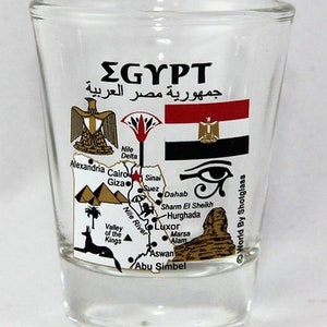 Egypt Landmarks And Icons Collage Shot Glass
