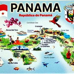 Grafische kaart Panama en souvenirs souvenir koelkastmagneet 2,5 x 3,5 inch