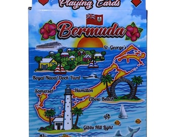 Bermudakarta, samlarkort med souvenir och rubrik