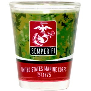 Vaso de chupito con camuflaje del Cuerpo de Marines de EE. UU. (producto con licencia oficial del Cuerpo de Marines de EE. UU.)