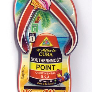 Key West Florida Buoy Sandal Dual Layer Mdf Magnet 2" X 4