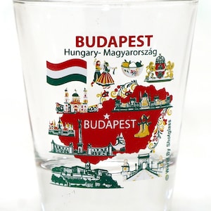 Budapest Hungary Landmarks and Icons Collage Shot Glass
