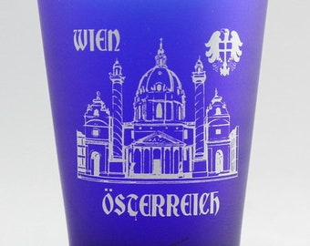 Vienna (wien) Austria Cobalt Blue Frosted Shot Glass