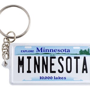 Minnesota License Plate Aluminum Ultra-Slim Rectangular Souvenir Keychain 2.5&quot; X 1.25&quot;x 0.06&quot;