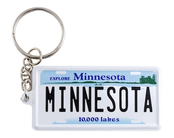 Minnesota License Plate Aluminum Ultra-Slim Rectangular Souvenir Keychain 2.5" X 1.25"x 0.06"