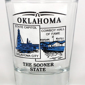 Oklahoma State Scenery Blue New Shot Glass
