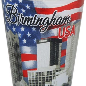 Birmingham Alabama USA Flag and Skyline Collage Shot Glass ctm
