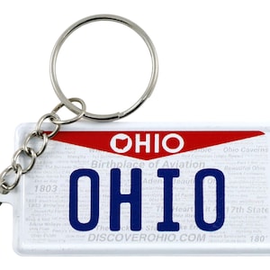 Ohio License Plate Aluminum Ultra-Slim Rectangular Souvenir Keychain 2.5&quot; X 1.25&quot;x 0.06&quot;