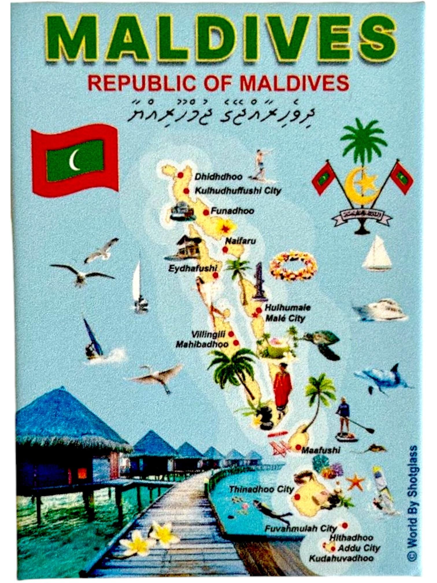 Calamita da frigorifero 3D Maldive, souvenir da viaggio, decorazione dipinta a mano