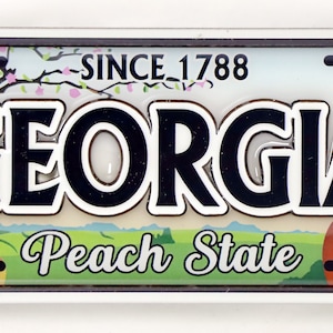 Georgia License Plate Dual Layer MDF Magnet 2&quot; x 4&quot;