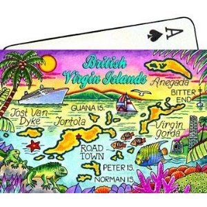 Ilhas Virgens Britânicas (tortola) Mapa Colecionável Lembrança Cartas de Baralho