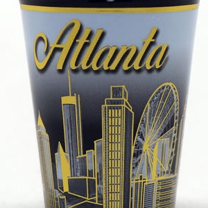 Atlanta Georgia B&W With Gold Skyline Ceramic Shot Glass