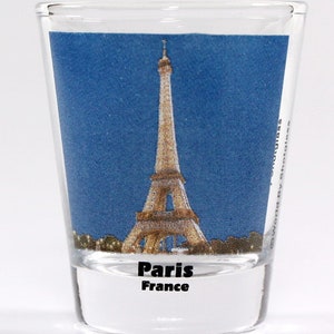 Paris France Eiffel Tower Night View Color Photo Shot Glass