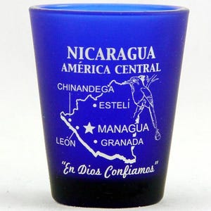 Nicaragua Central America Cobalt Blue Frosted Shot Glass