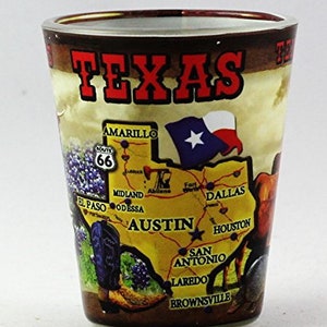 Vaso de chupito con collage del estado de Texas rtp