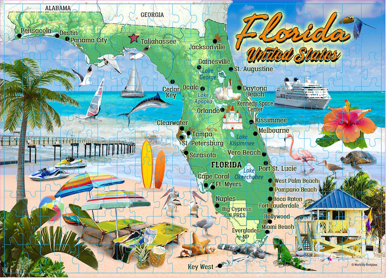 Florida Map Giant Game Puzzle 500 Pcs image 5