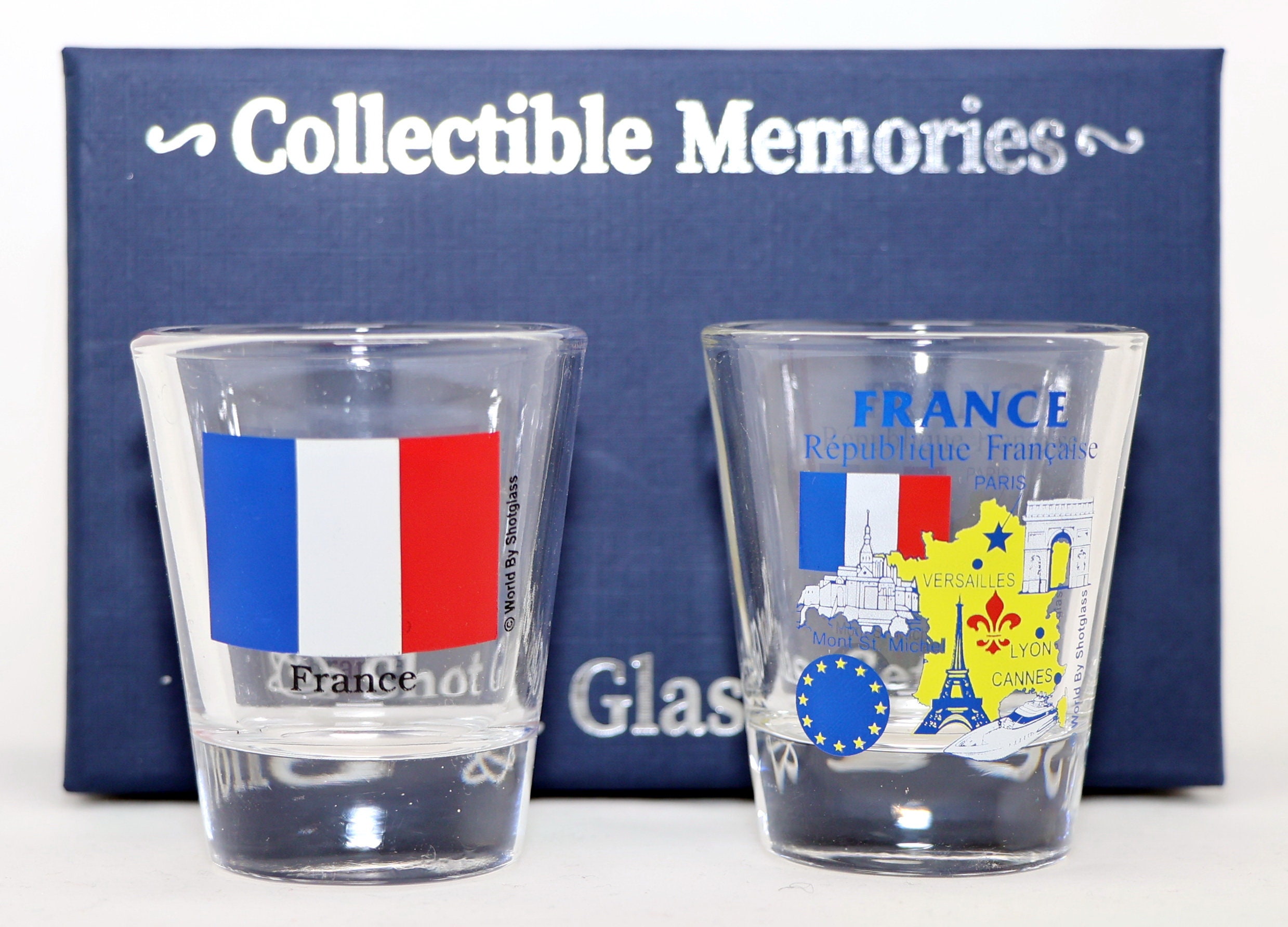フランスお土産ボックス入りショットグラスセット（2個セット） - Etsy