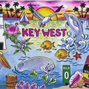 Carte et icônes de Key West en Floride, aimant souvenir de collection pour réfrigérateur, 2,5 pouces x 3,5 pouces