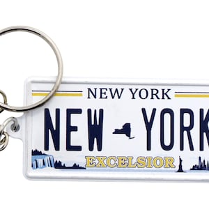 New York Excelsior License Plate Aluminum Ultra-Slim Rectangular Souvenir Keychain 2.5&quot; X 1.25&quot;x 0.06&quot;