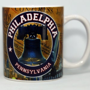 Philadelphia Pennsylvania Yellow Liberty Bell Coffee Mug 11 Oz