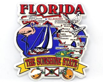 Florida State Elements Map Fridge Collectible Souvenir Magnet