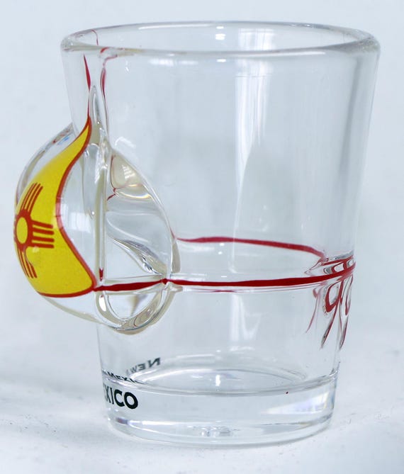 Vaso Chupito De Colección De Nuevo México - Estilo Wraparound, 5x6 Cm (2.25" Alto X 1.8" Diámetro) - Souvenir Raro Y Decorativo