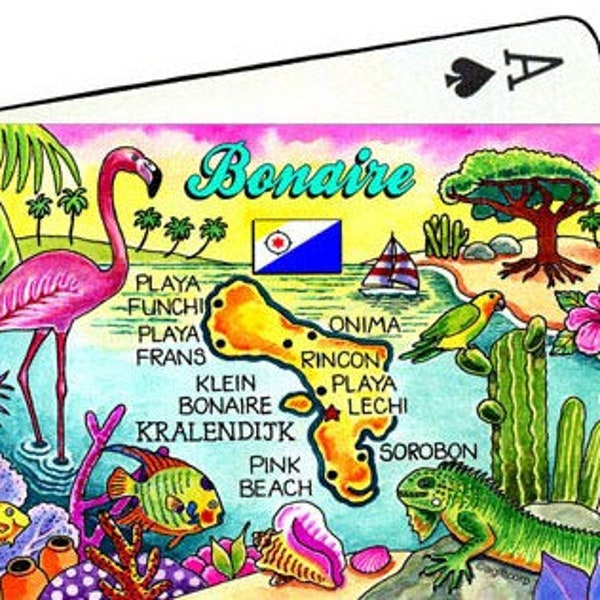 Bonaire Netherlands Antilles Map Collectible Souvenir Playing Cards