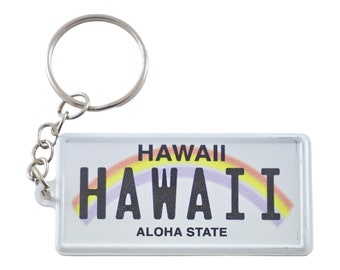 Hawaii License Plate Aluminum Ultra-Slim Rectangular Souvenir Keychain 2.5" X 1.25"x 0.06"