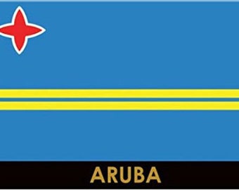 Aimant souvenir de collection drapeau des Caraïbes pour réfrigérateur, drapeau d'Aruba, 2,5 pouces X 3,5 pouces