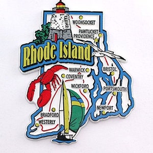 Rhode Island State Karte und Sehenswürdigkeiten Collage Kühlschrank Sammler Souvenir Magnet