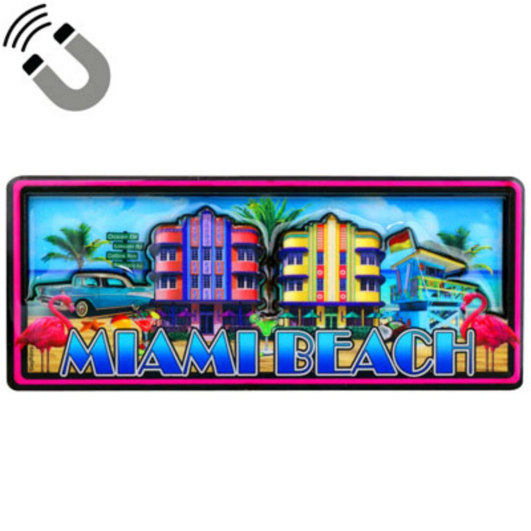 Miami Beach Florida Dual Layer Mdf Magnet 2
