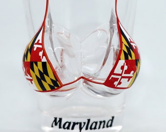 Maryland Flag Bikini Bust 3d Shot Glass